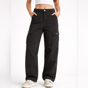 NWT Billabong Wall To Wall Black Cargo Utility Pants Womens Sz 31 Y2K Streetwear